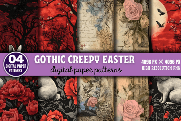 Download Gothic Creepy Easter Digital Paper 2 - Gothic creepy Collection