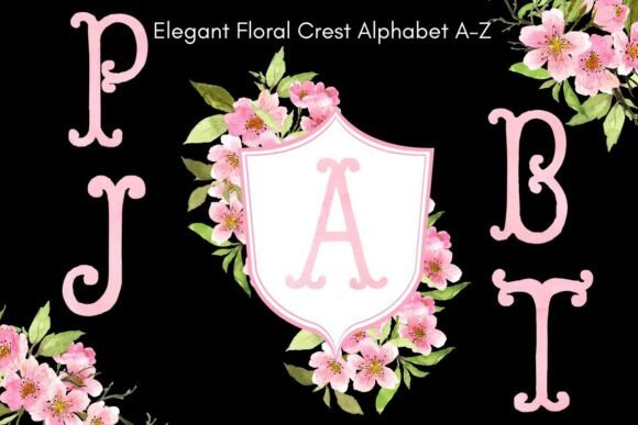 Download Pink Floral Alphabet &amp; Crest Frame PNG - Frame png Collection